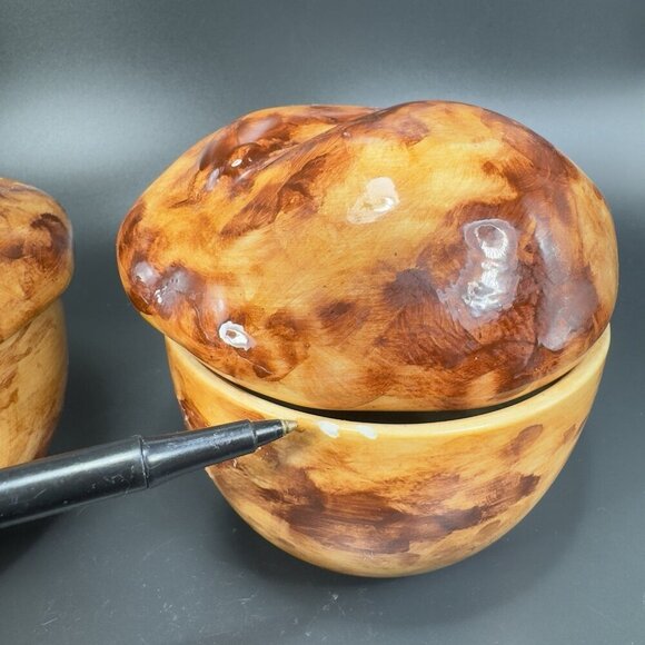 Italian Pottery Bread Pastry Cupcake Canister Jar Container Set 2 Made In Italy - Picture 5 of 14